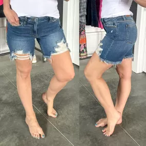 Kelsey Mid Rise Distressed Cutoff Shorts