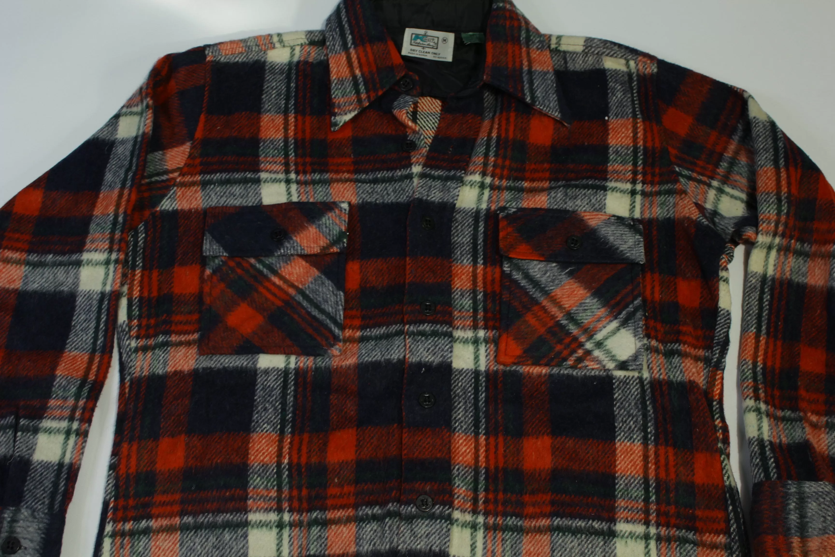 Kmart Key Brushed Wool Blend Vintage 70's  Plaid Lumberjack Flannel Shirt (NOS Deadstock)