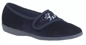 Ladies Bedroom Slippers Strap Over Womens Comfort Memory Foam Jolene Navy