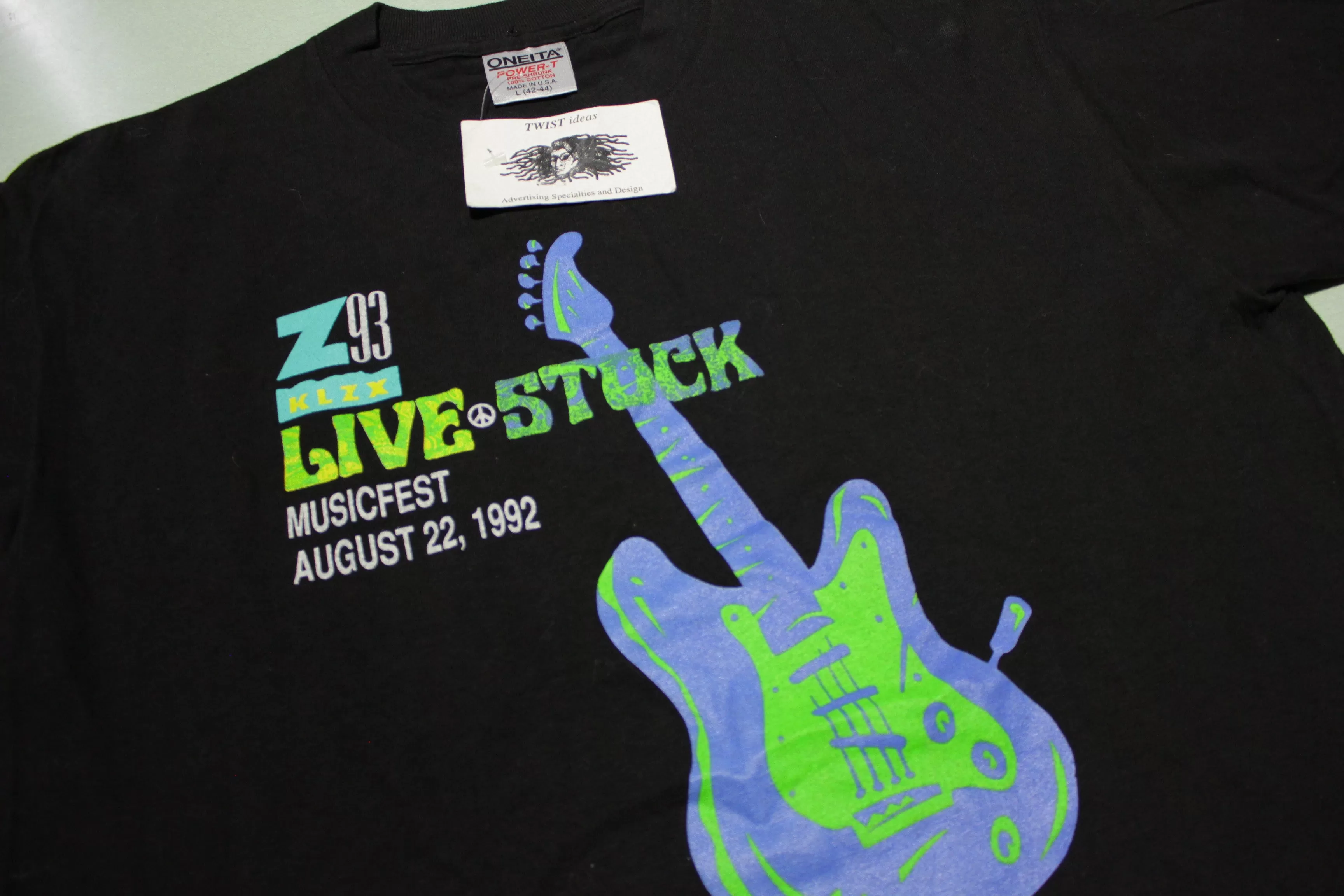 Live Stock 1992 Vintage KLZX Z93 Utah Rock Fest T-Shirt