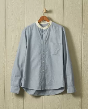 Livingston Band Collar Shirt in Blue Oxford