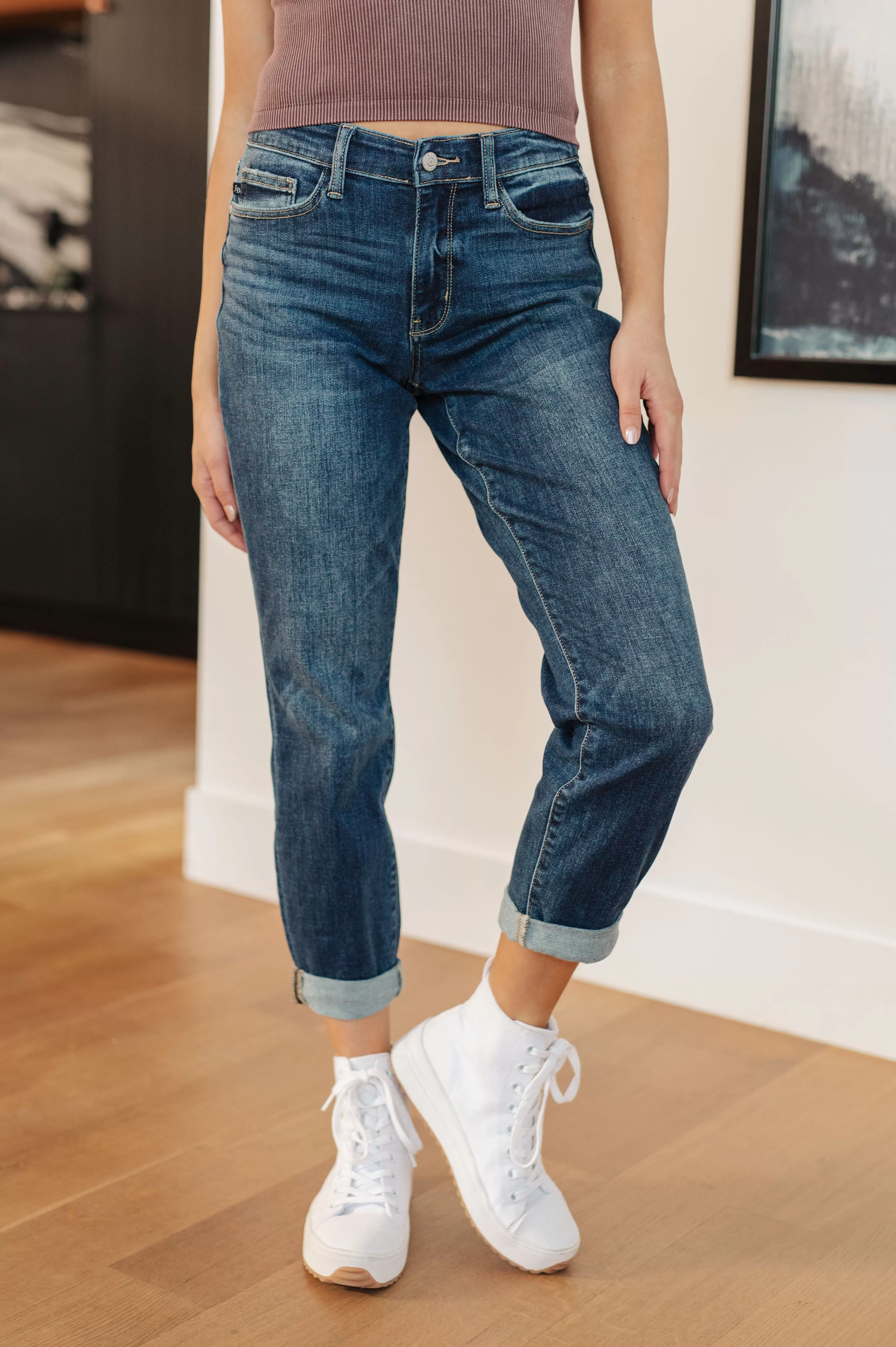 London Midrise Cuffed Boyfriend Jeans