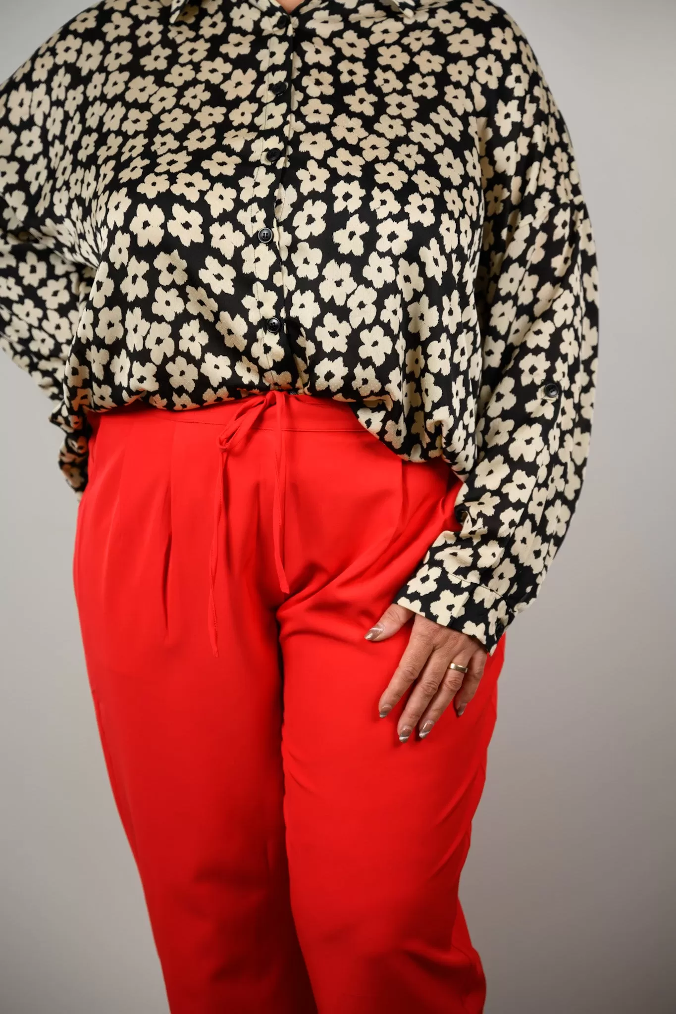 Luella shirt - Black & cream floral