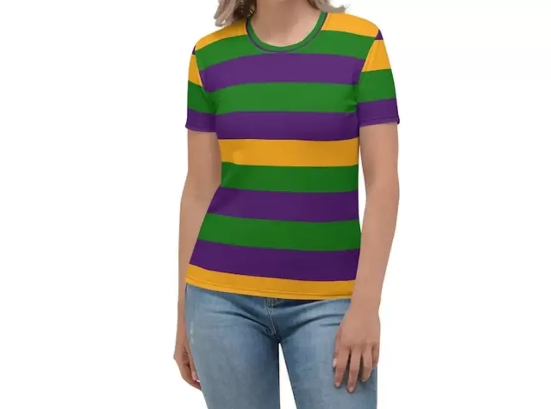 Mardi Gras stripped Carnival crewneck shirt