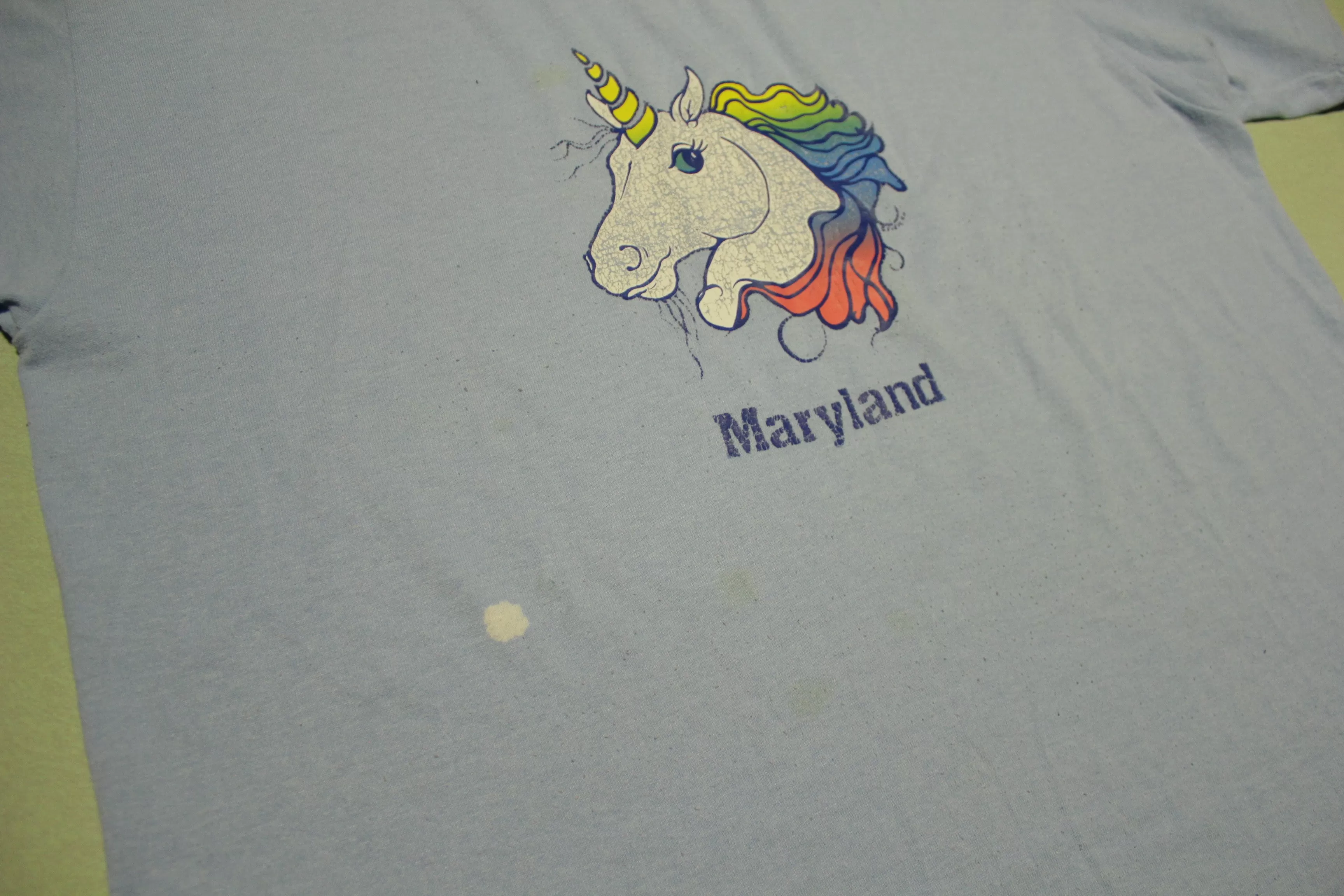 Maryland Rainbow Unicorn Vintage JerZees 80's Single Stitch T-Shirt