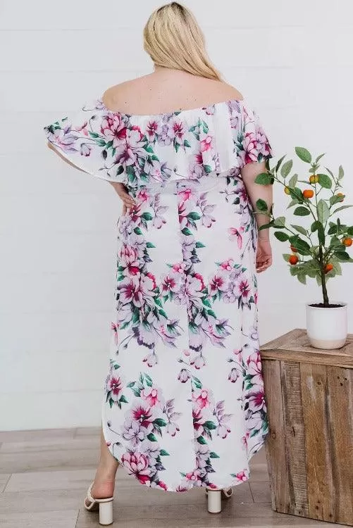 Maxi Dress Floral Plus-size Side Slit