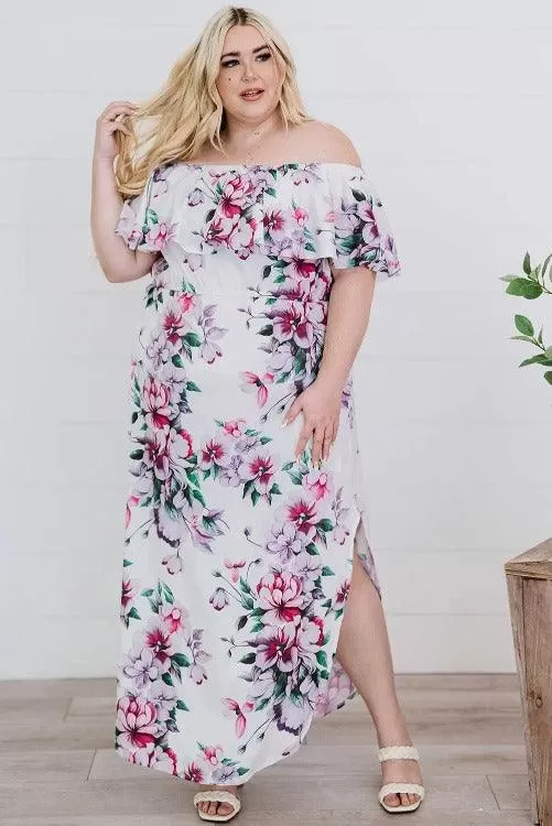 Maxi Dress Floral Plus-size Side Slit