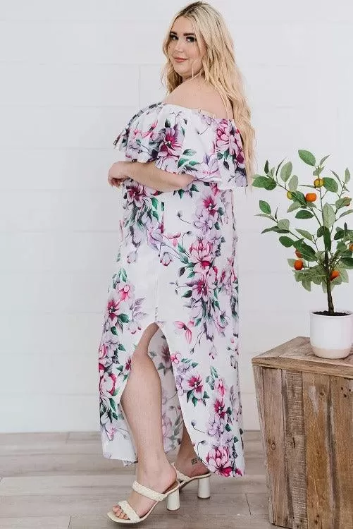 Maxi Dress Floral Plus-size Side Slit