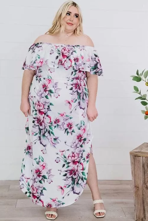 Maxi Dress Floral Plus-size Side Slit