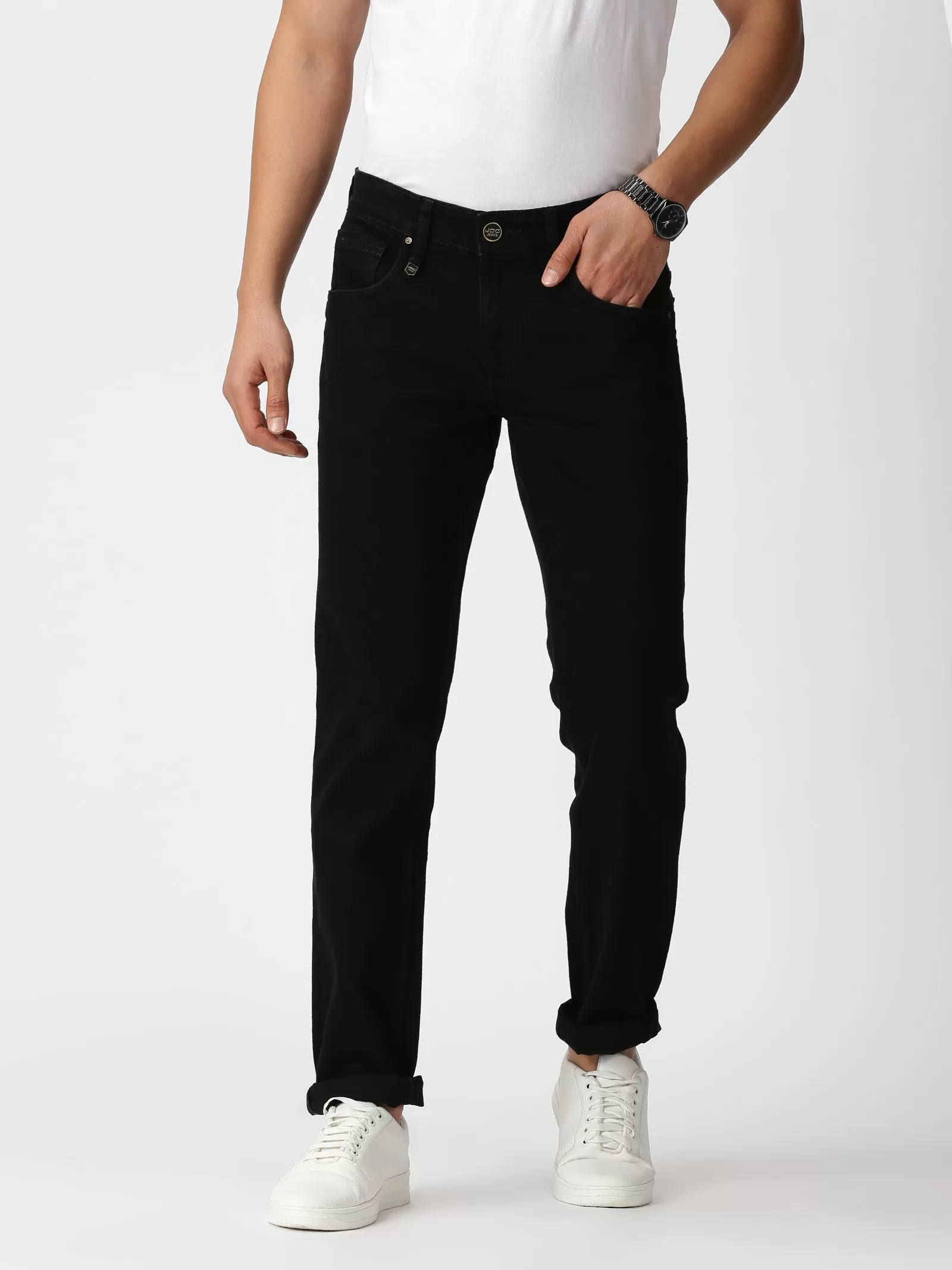 MEN'S BLACK SOLID JASON FIT JEANS