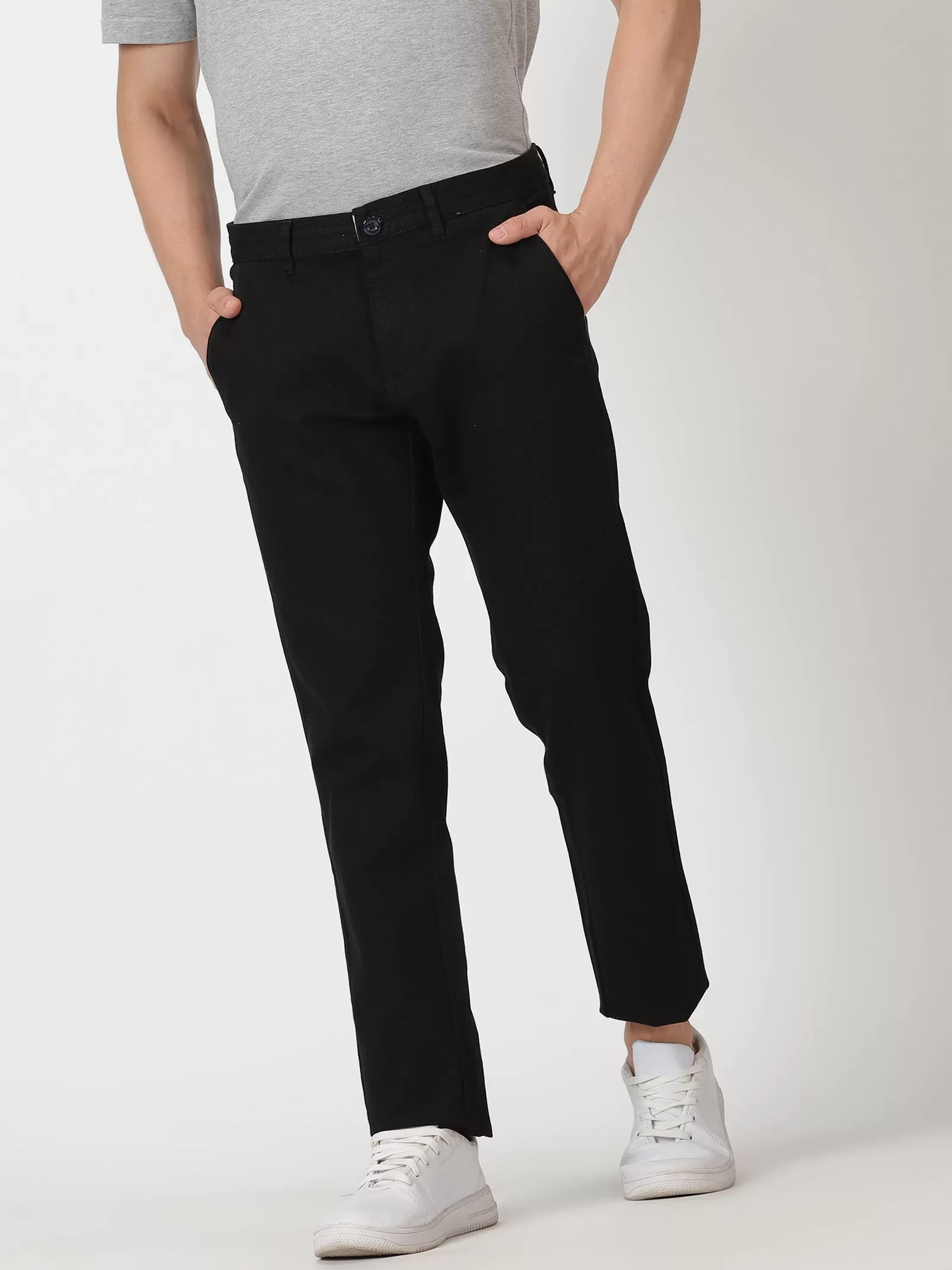 MEN'S BLACK SOLID JASON FIT TROUSER