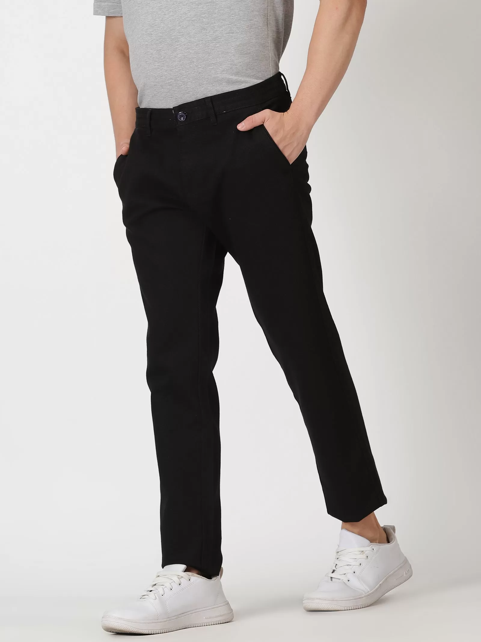 MEN'S BLACK SOLID JASON FIT TROUSER