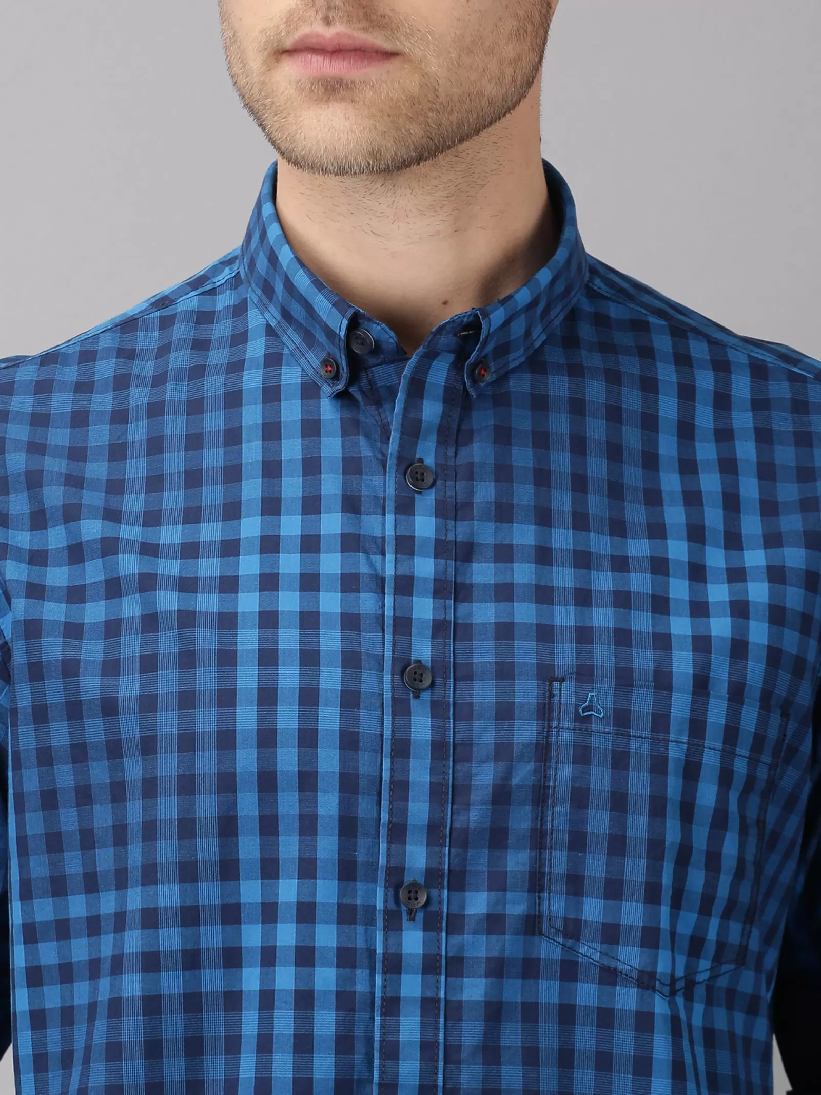 MEN'S BLUE CHECK SLIM FIT SHIRT