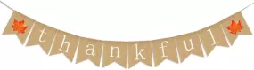 New Beautiful Thankful Burlap Wall Banner Party Accessory