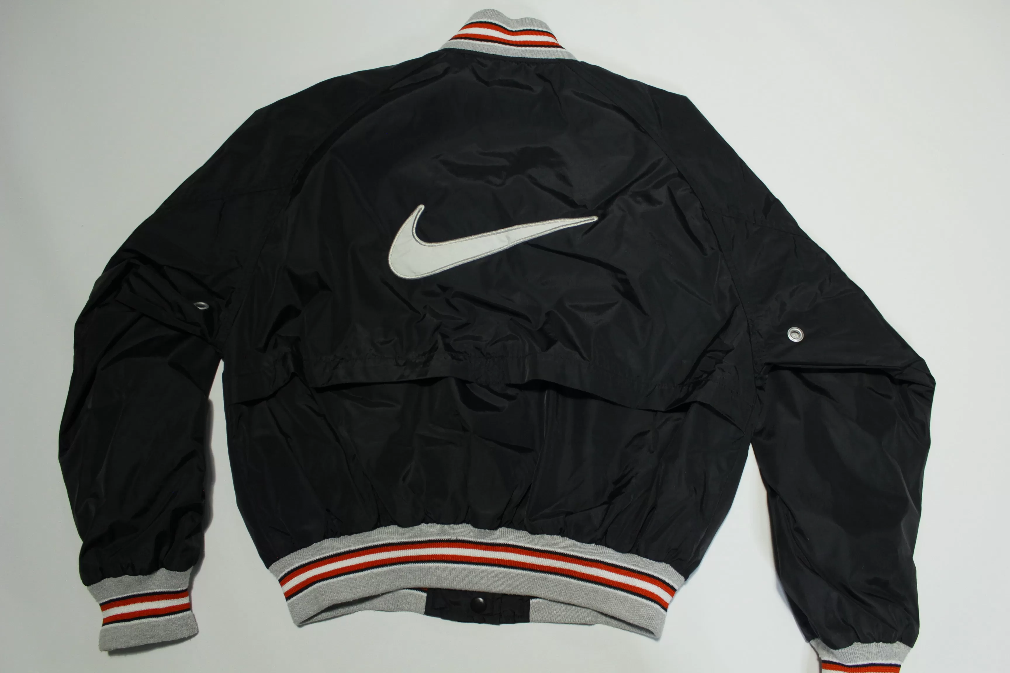 Nike White Tag Vintage 90's Big Swoosh Center Check Snap Up Windbreaker Jacket