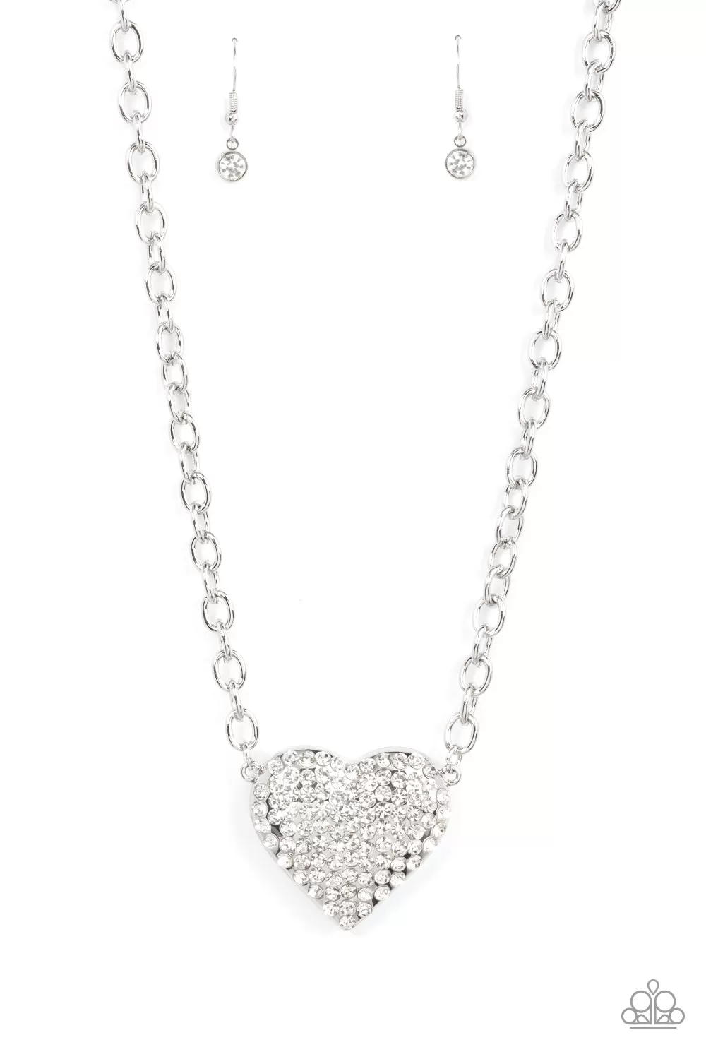 Paparazzi Heartbreakingly Blingy White Necklace Life of the Party Exclusive