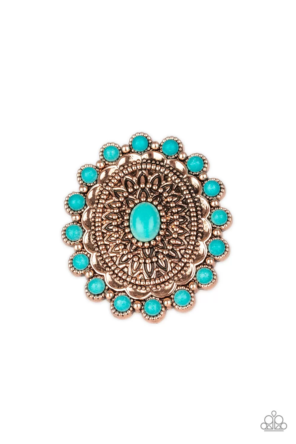 Paparazzi Mesa Mandala - Copper and Turquoise Blue Stone Ring