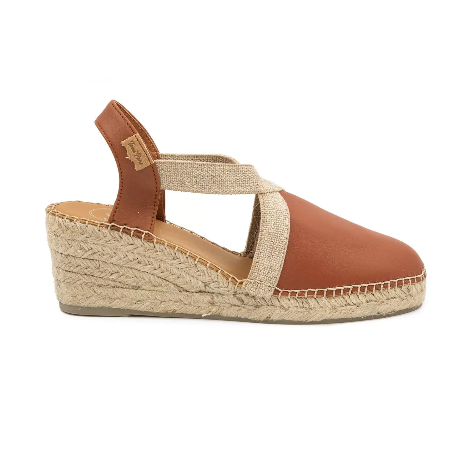 Plain Leather Wedge Espadrille for Women - Tossa