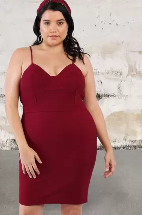 Plus size stretchy spaghetti strap dress