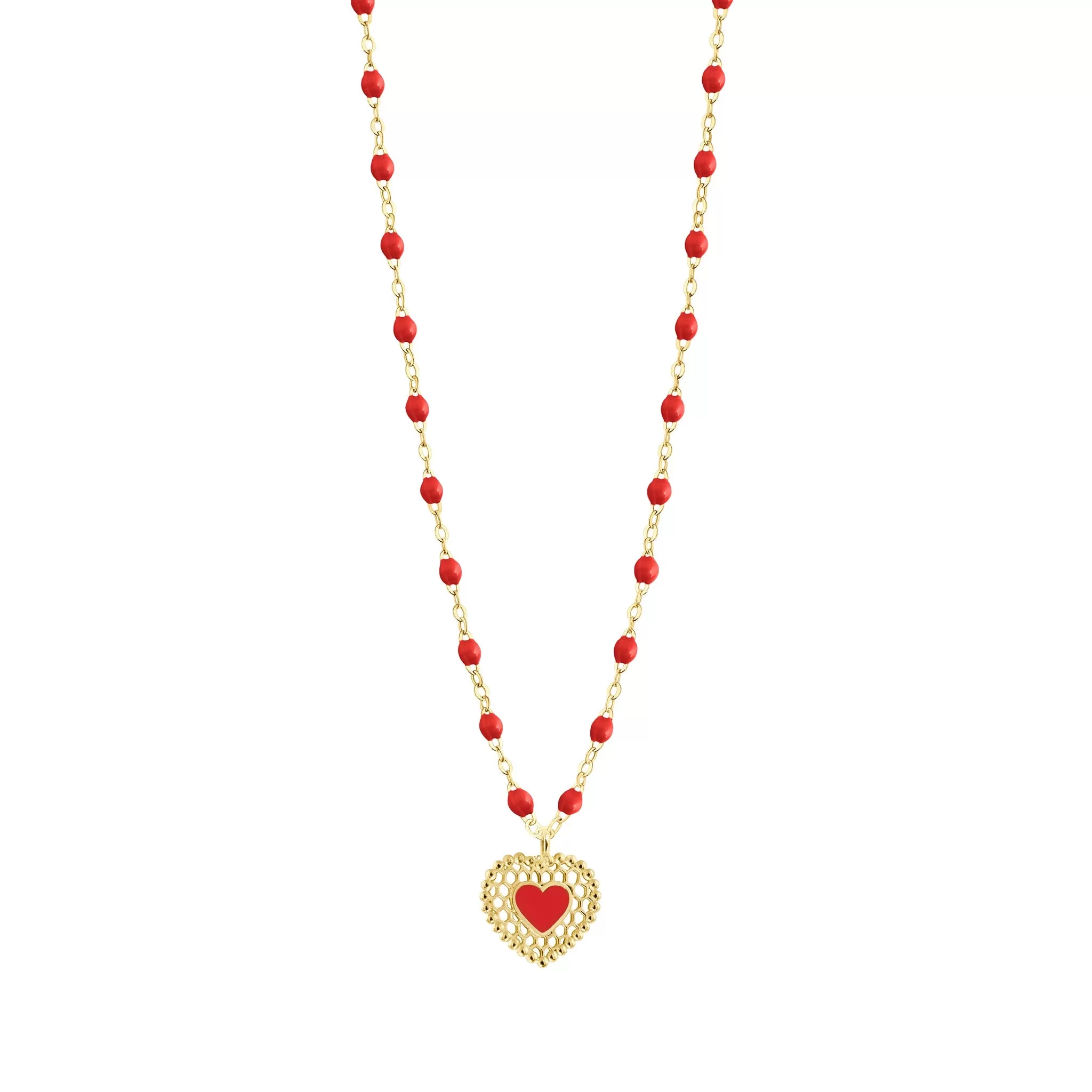 Poppy Lace Heart Necklace, Yellow Gold, 16.5"