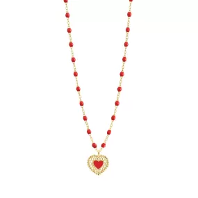 Poppy Lace Heart Necklace, Yellow Gold, 16.5"