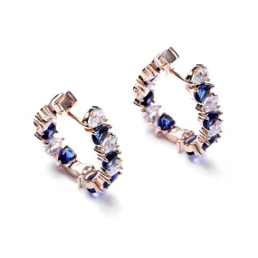 Pretty Modern CZ Sapphire Huggie Earrings - 925 Sterling Silver