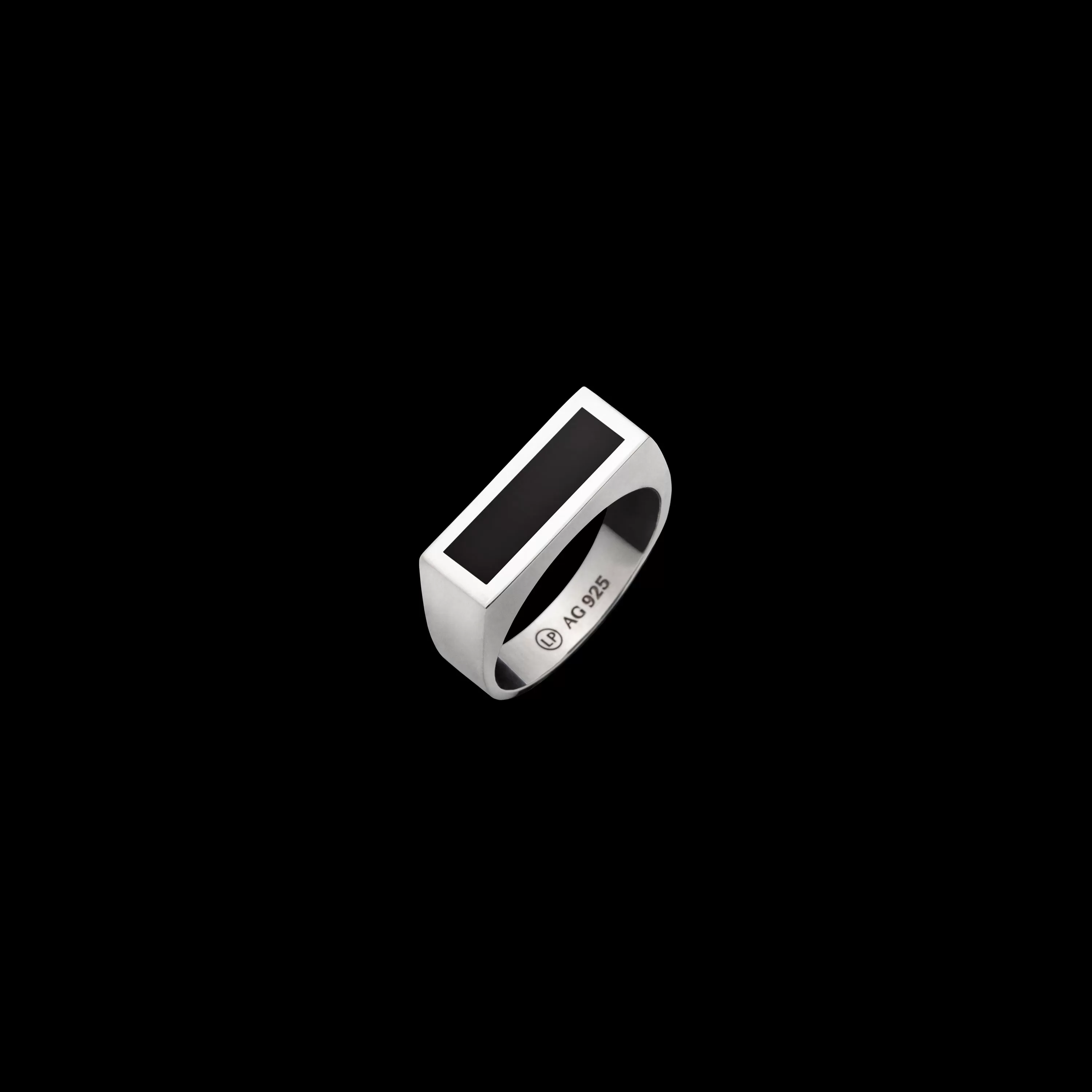 Rectangle Black Onyx Ring - Sterling Silver - Polished