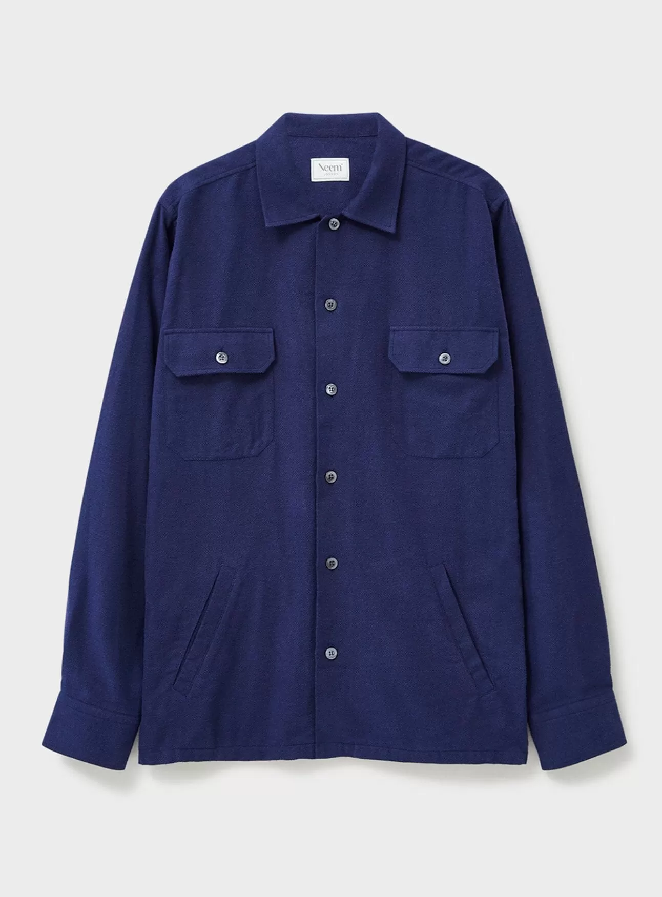 Recycled Blue Italian Flannel Piccadilly Overshirt