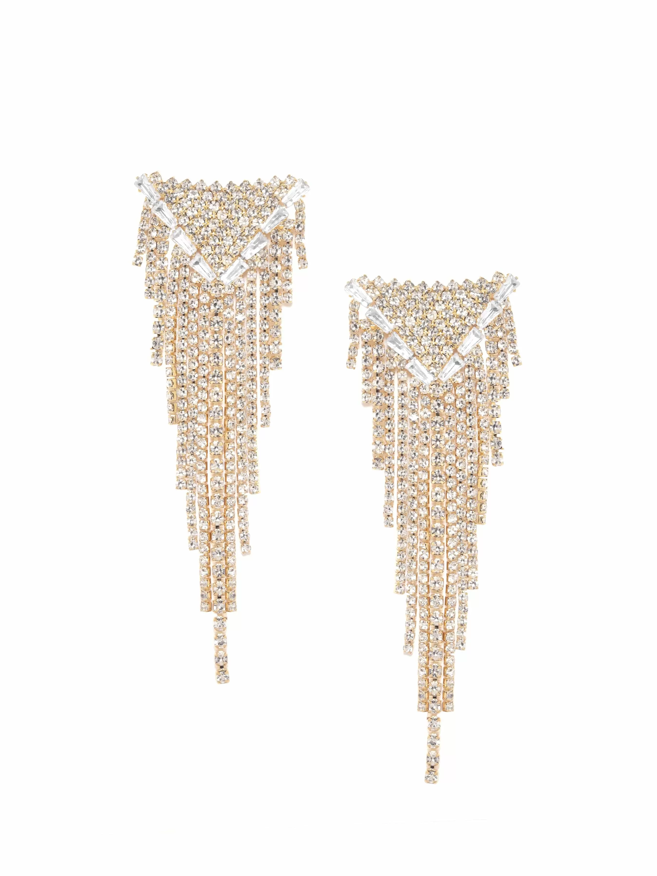 Rubans Voguish Gilded Elegance Zircon Drop Earrings