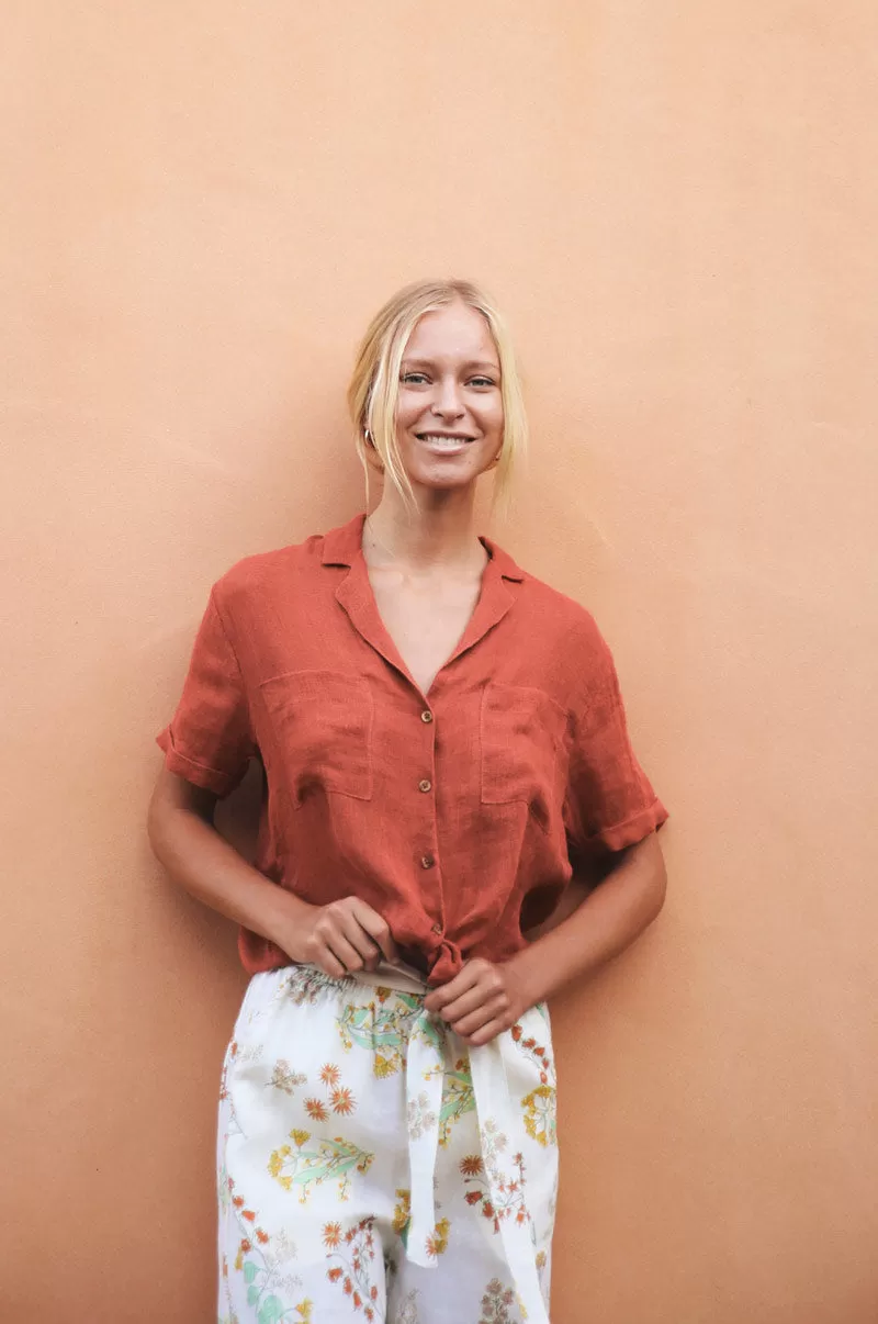 SAFARI Shirt - terracotta linen