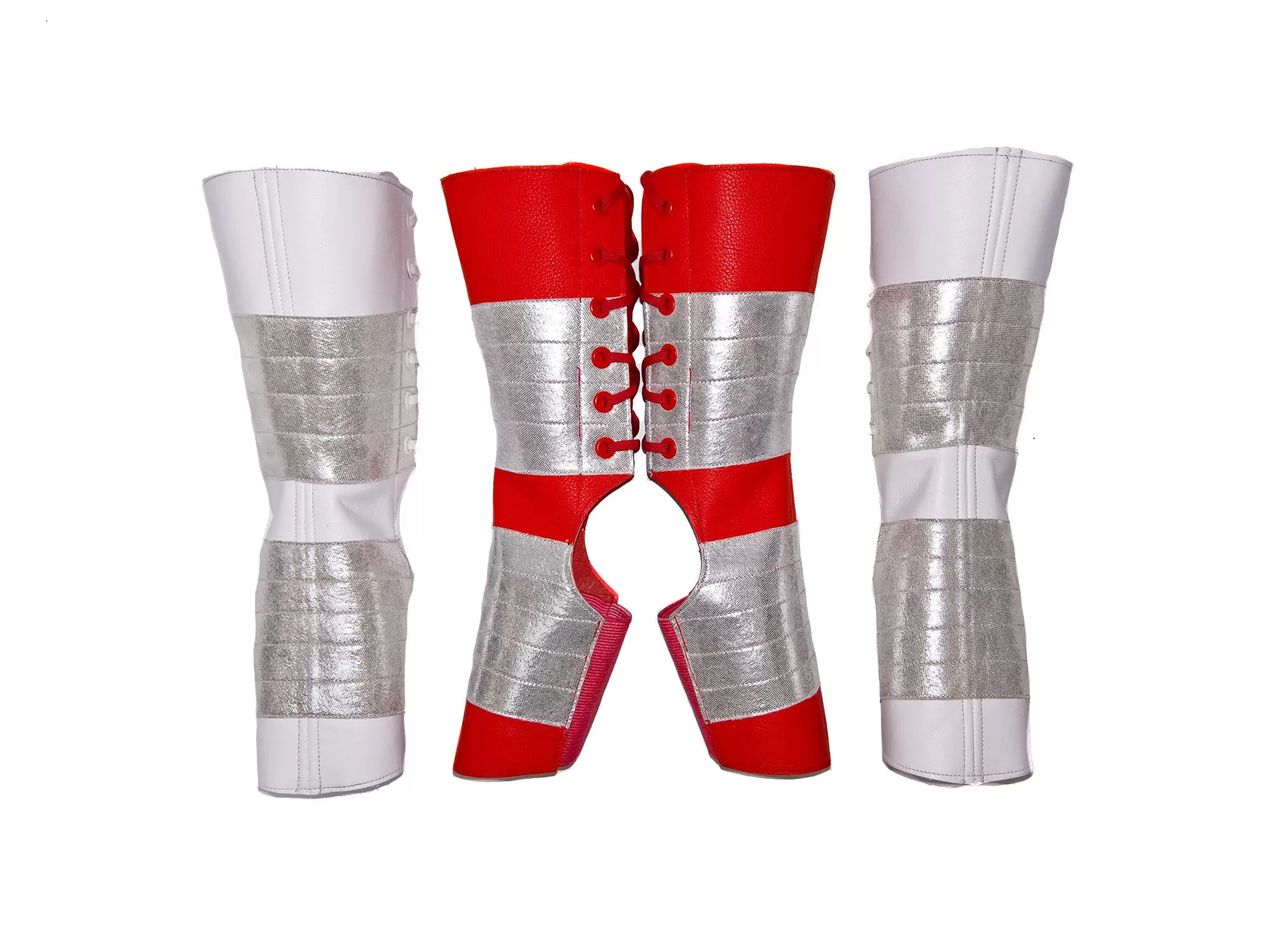 Short RED Aerial Boots & SILVER suede panels