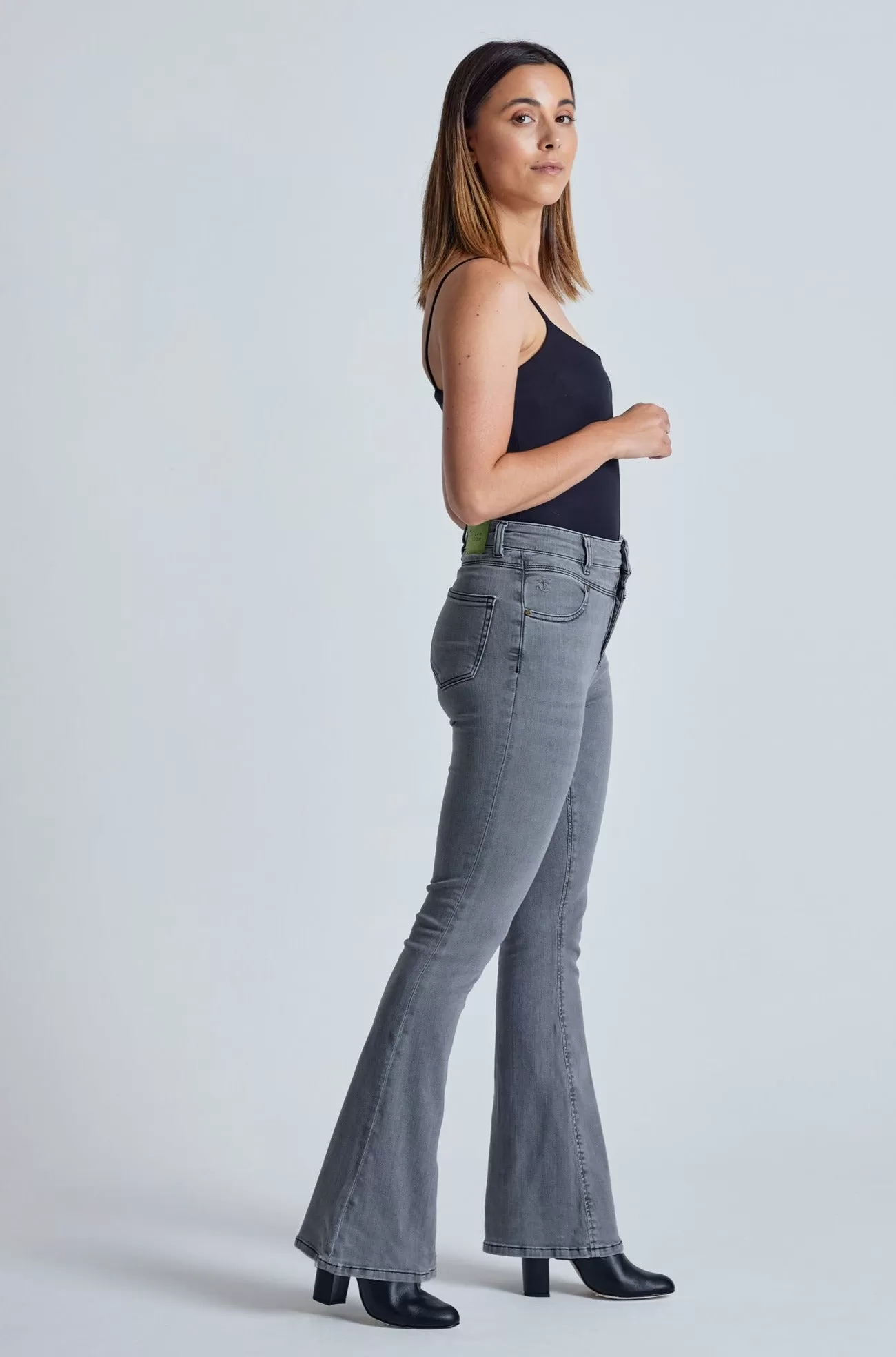 Silver Fox Mavis High Waisted Skinny flared Jeans - GOTS Certified Organic Cotton and Recycled Polyester