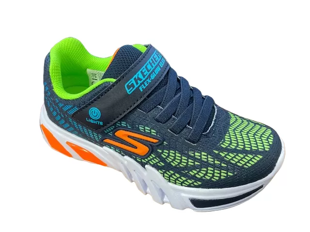 Skechers Boys' Lights Flex Glow Elite Vorlo Trainer 400137L/NVMT Blue 