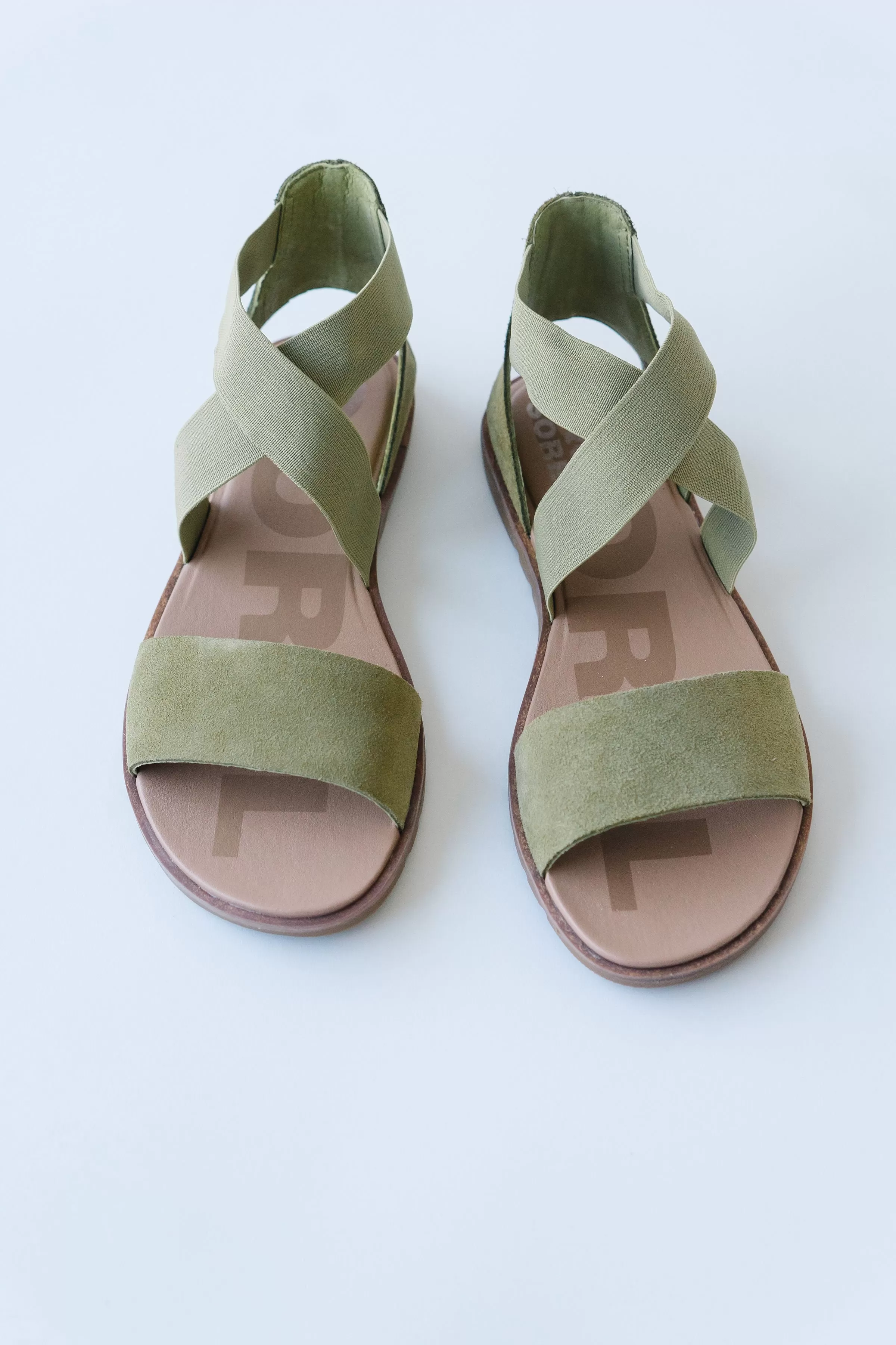 SOREL: Ella II Sandal in Olive Shade   Chalk