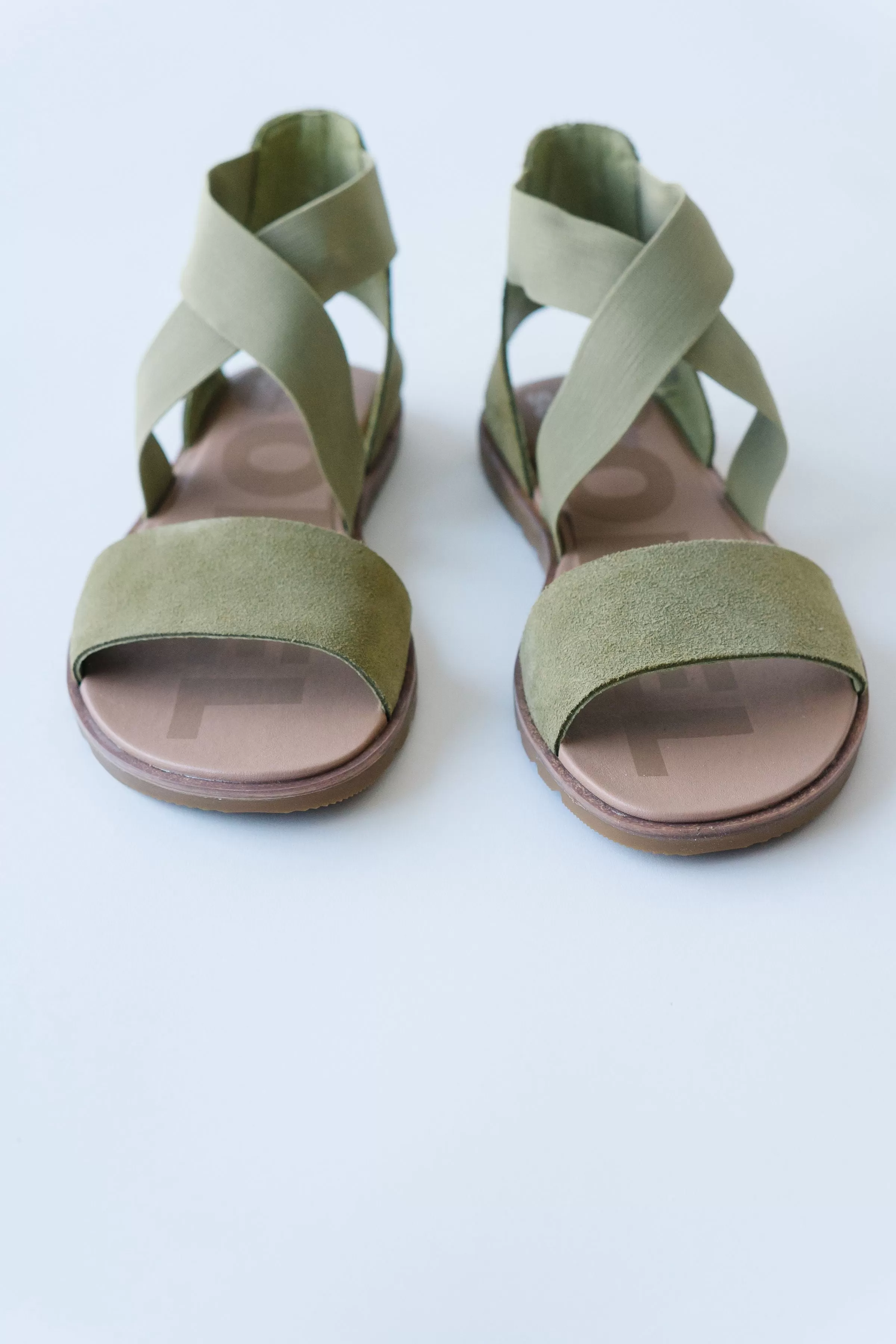 SOREL: Ella II Sandal in Olive Shade   Chalk