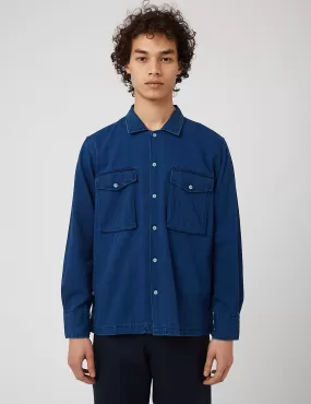 Universal Works Treck Shirt (Herringbone Denim) - Washed Indigo