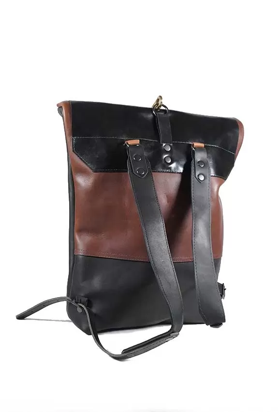 Urbo Black-Brown Leather Backpack