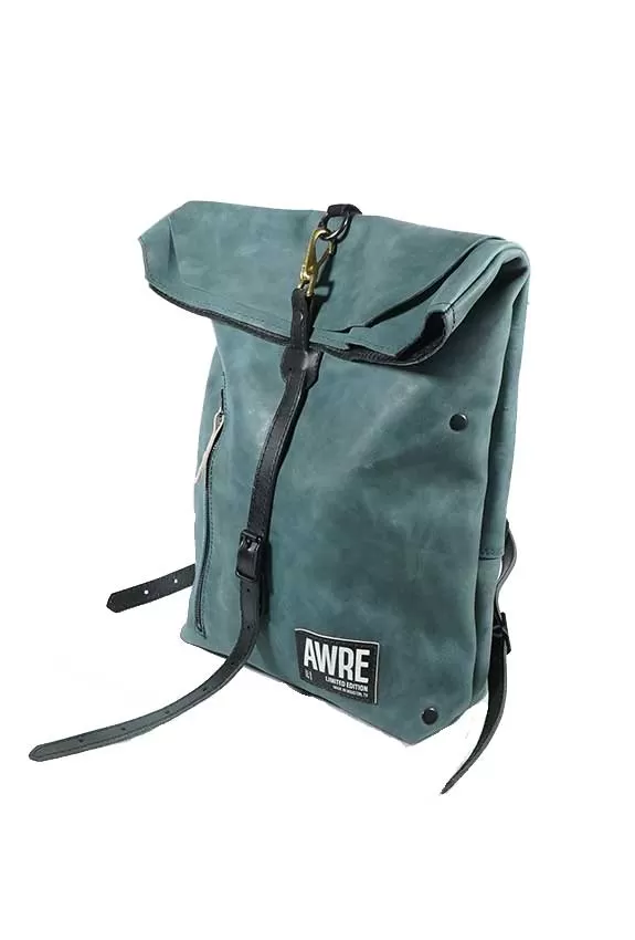 Urbo Distressed Green Leather Backpack