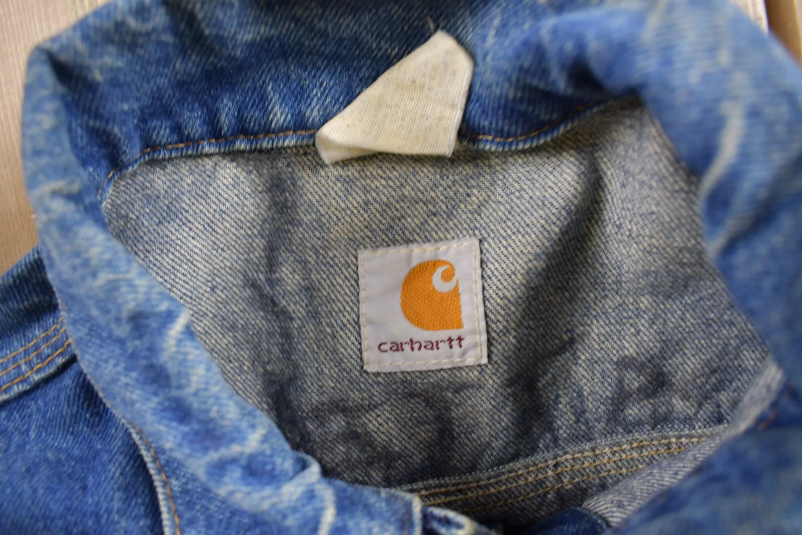 Vintage 1980s Carhartt Medium Wash Jean Jacket / Vintage Workwear / Streetwear / Made In USA / Button Up / Boxy Fit