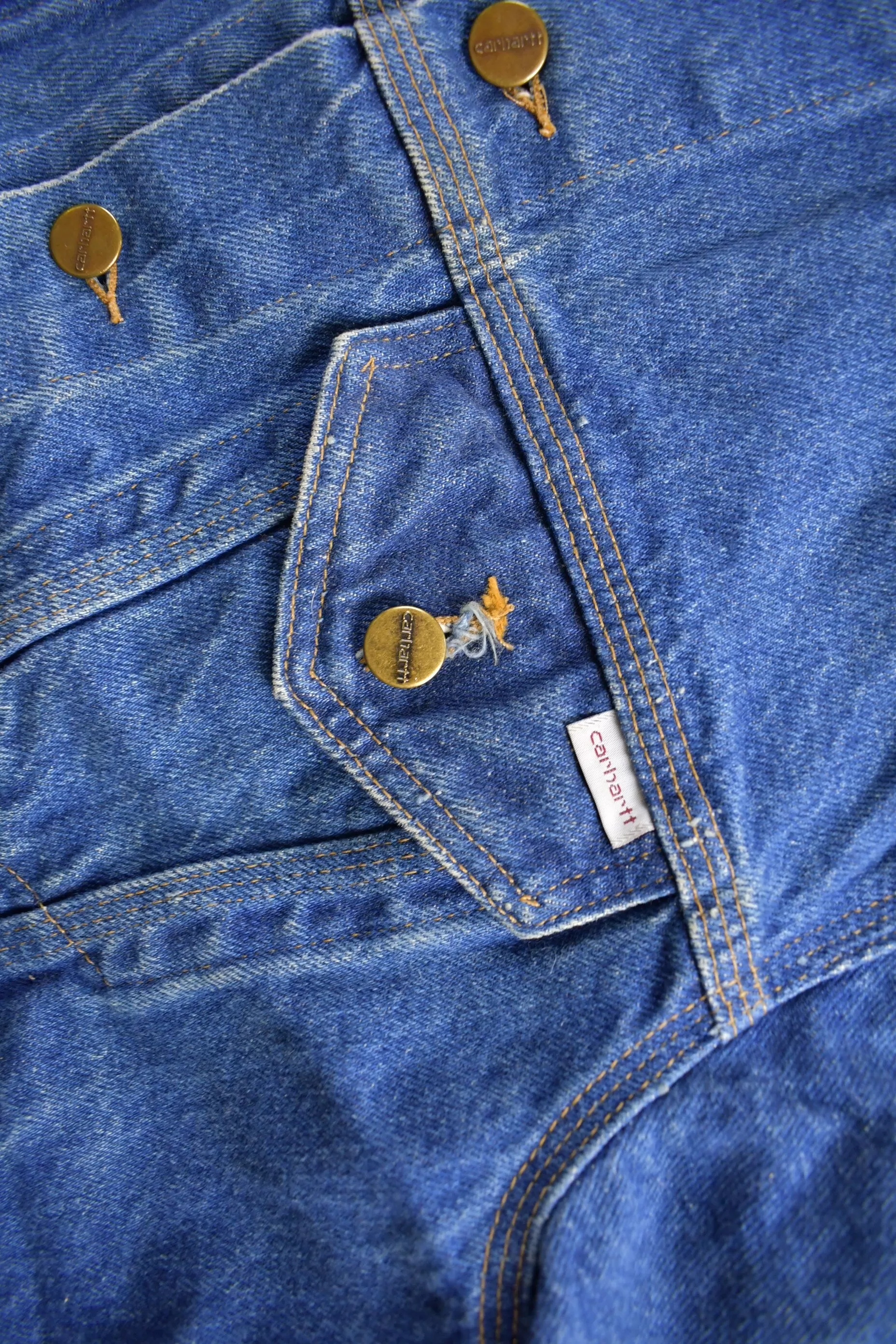 Vintage 1980s Carhartt Medium Wash Jean Jacket / Vintage Workwear / Streetwear / Made In USA / Button Up / Boxy Fit