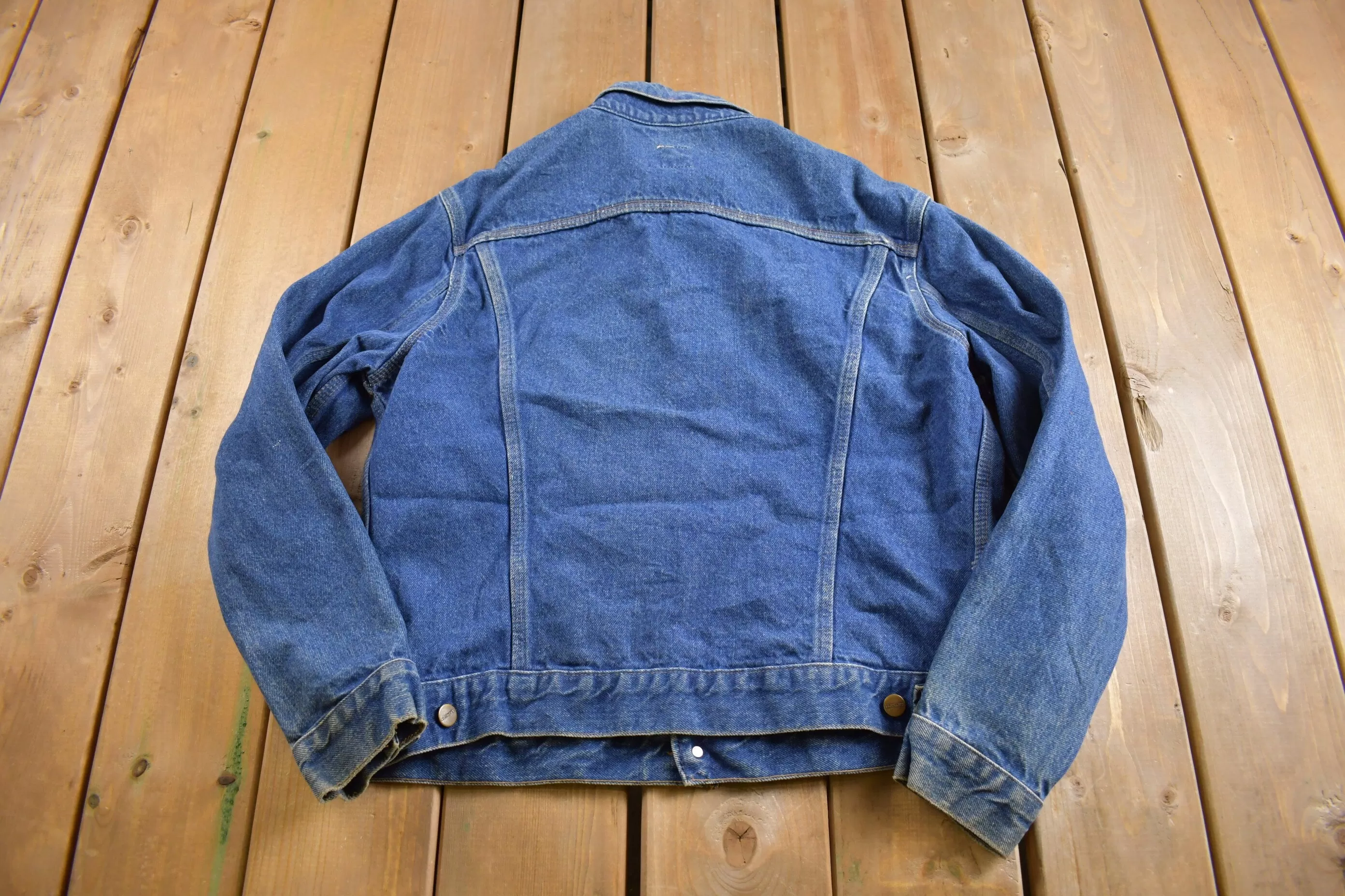 Vintage 1980s Carhartt Medium Wash Jean Jacket / Vintage Workwear / Streetwear / Made In USA / Button Up / Boxy Fit