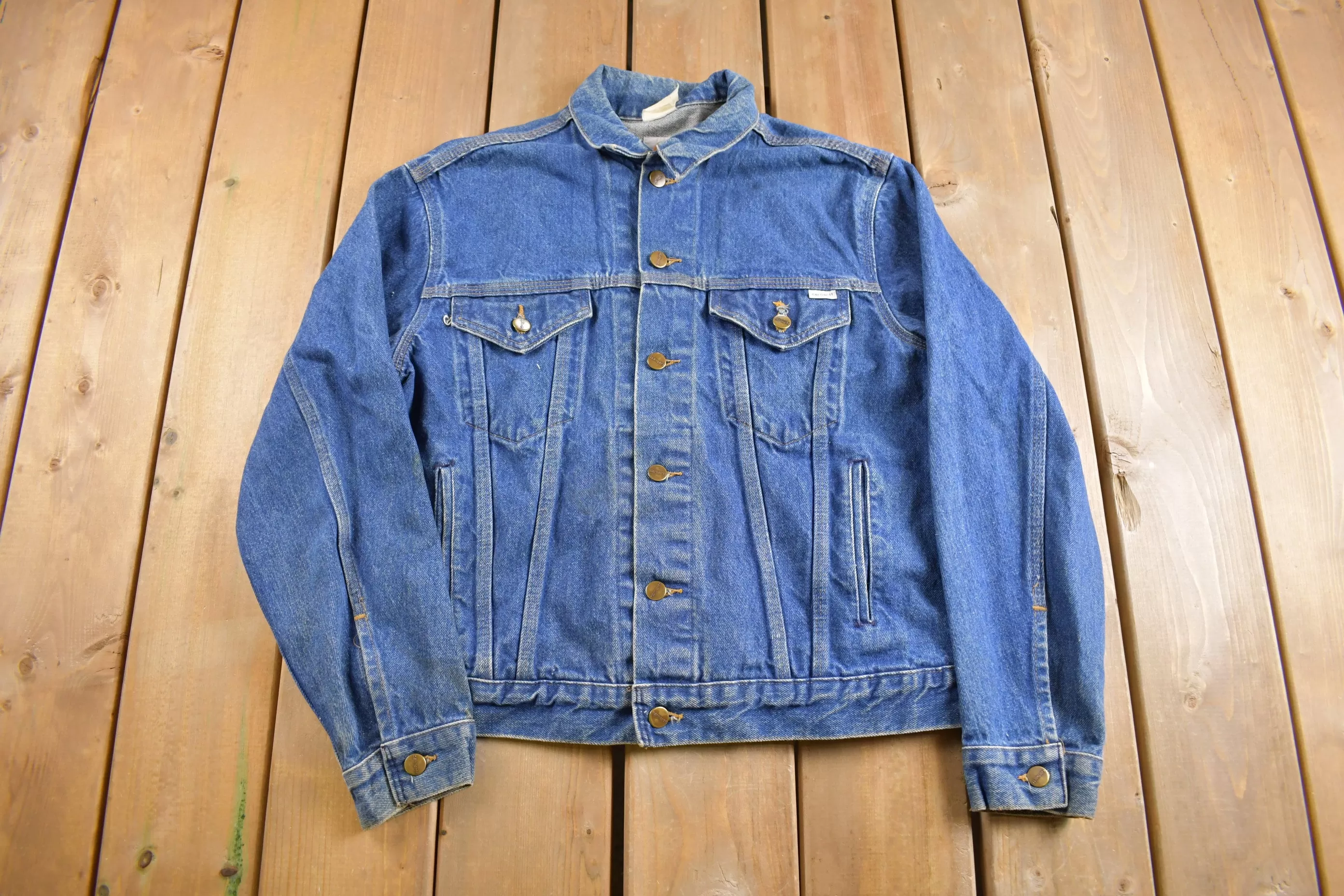 Vintage 1980s Carhartt Medium Wash Jean Jacket / Vintage Workwear / Streetwear / Made In USA / Button Up / Boxy Fit