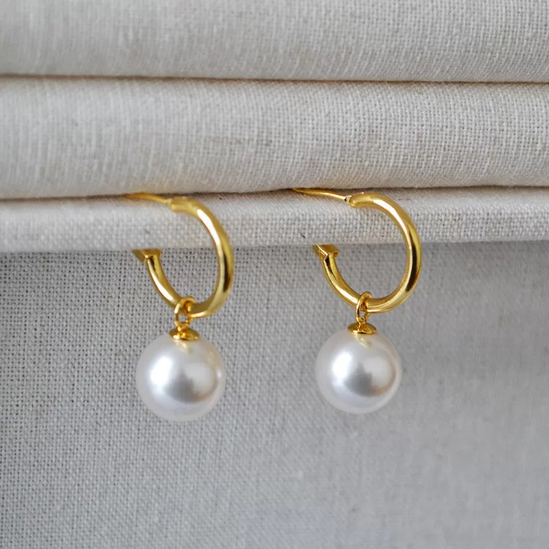 Vintage Circle Swarovski Pearl Earrings