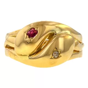 Vintage Ruby & Diamond Snake Ring