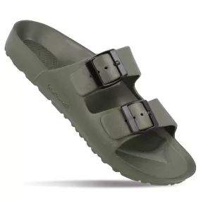 Walkaroo Men Slip On Slide Sandals  - WC4808 Olive Green