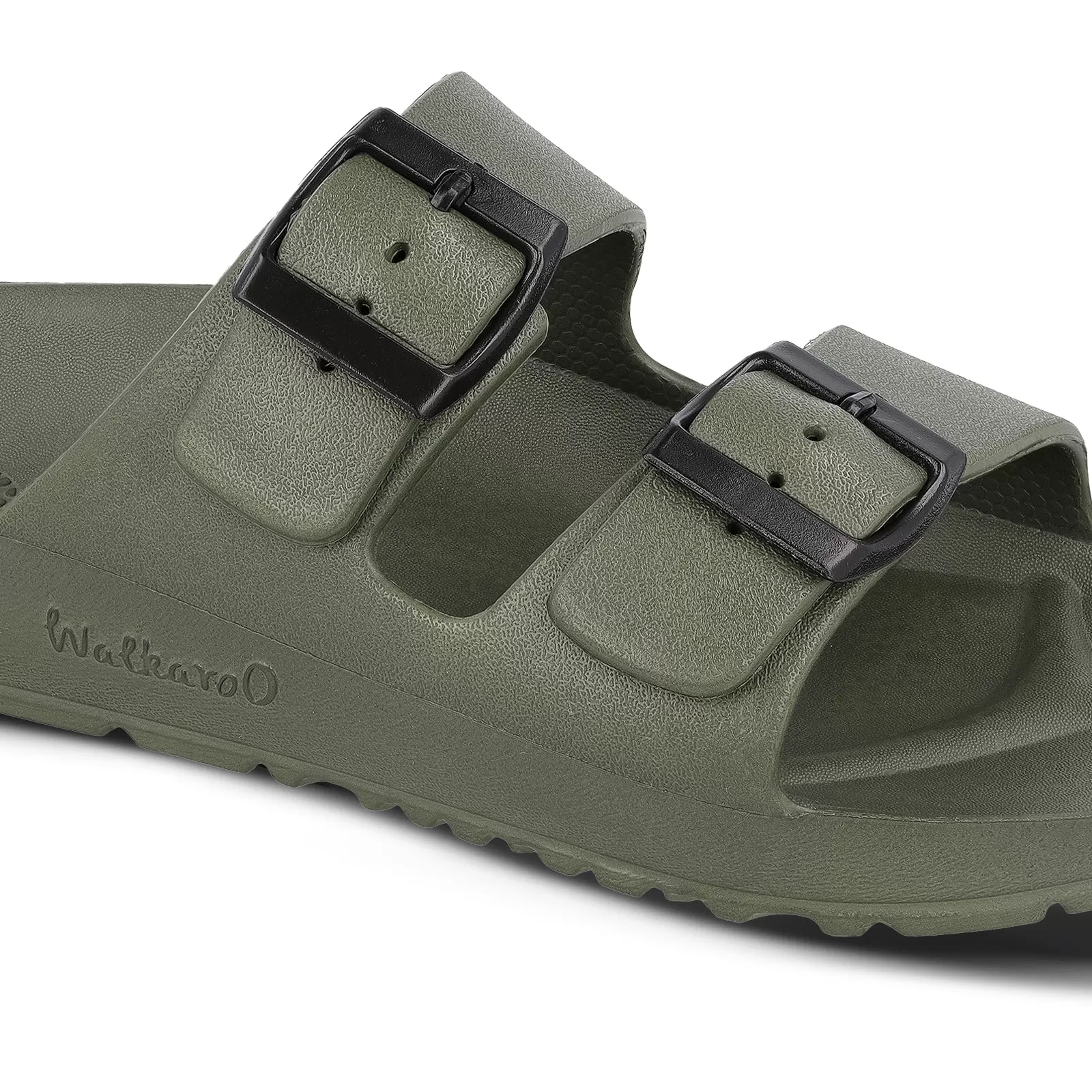 Walkaroo Men Slip On Slide Sandals  - WC4808 Olive Green