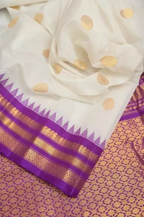 White and Purple Color Sico Gadwal  with Golden Buti Work