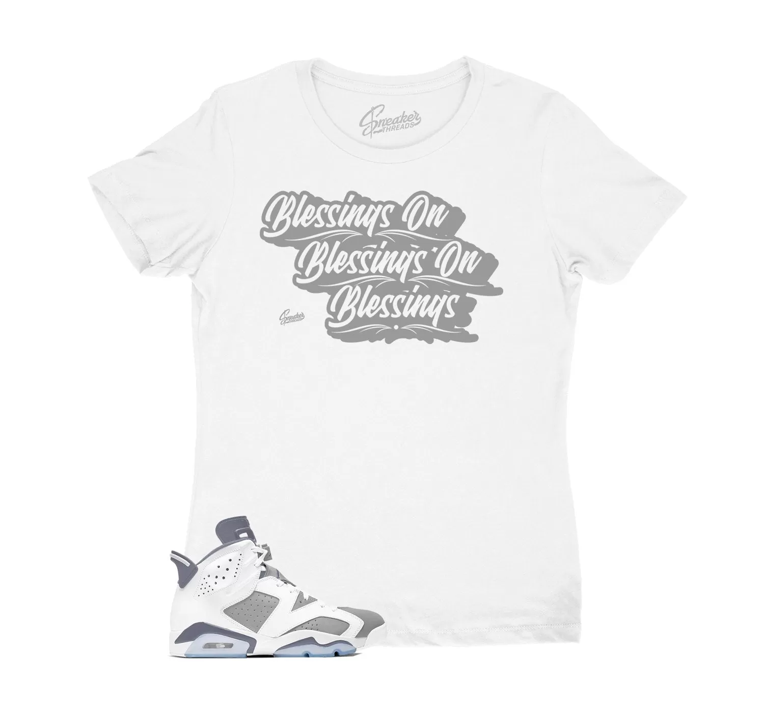 Womens Cool Grey 6 Shirt - Blessings - White